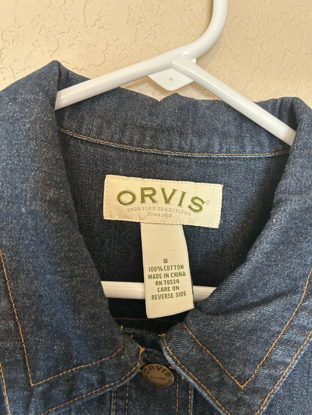 Orvis Dark Wash Denim Jacket Button Front Tailored Classic Jean Jacket Small - Picture 5 of 8